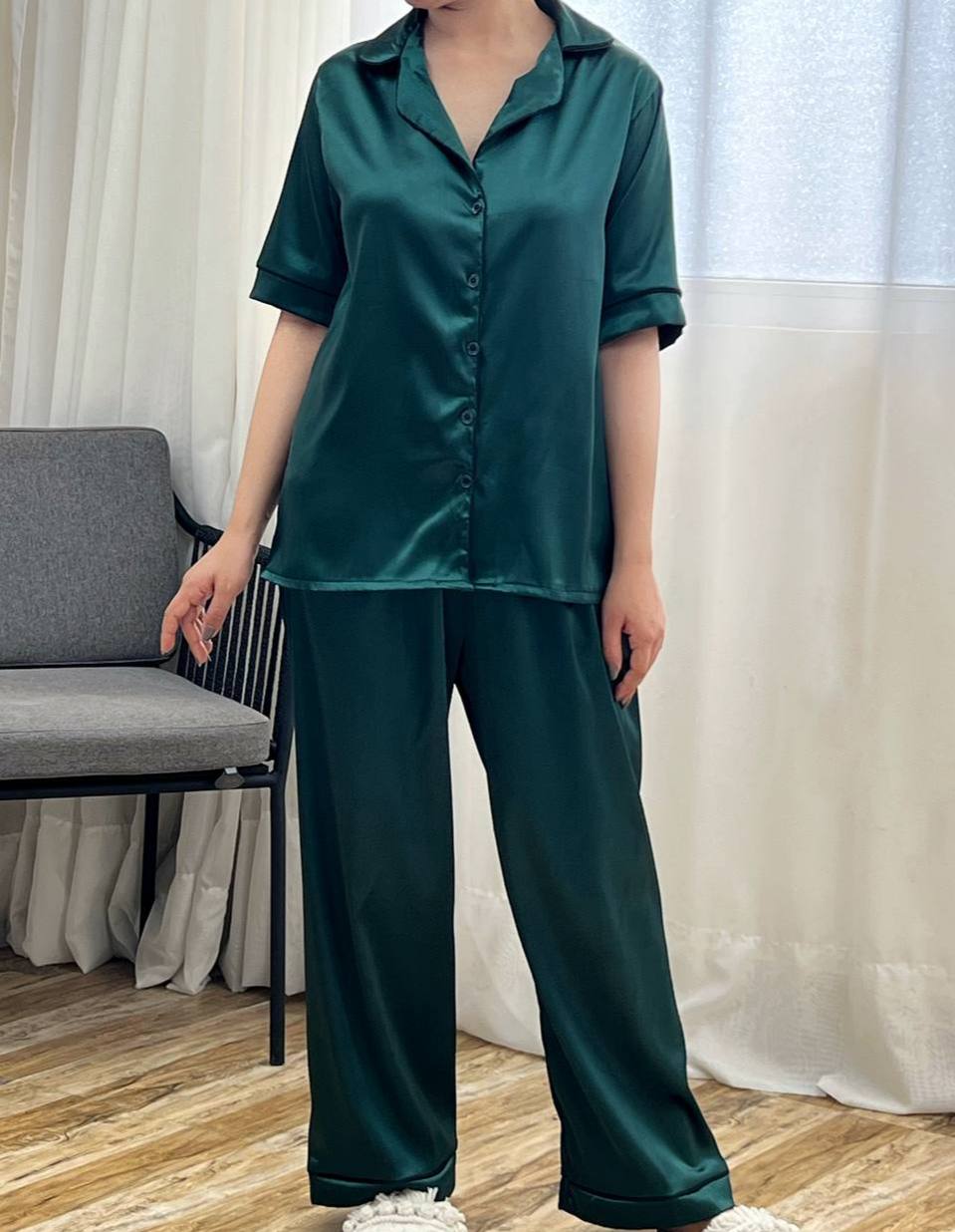 ست پیراهن و شلوار ساتن کد 3263