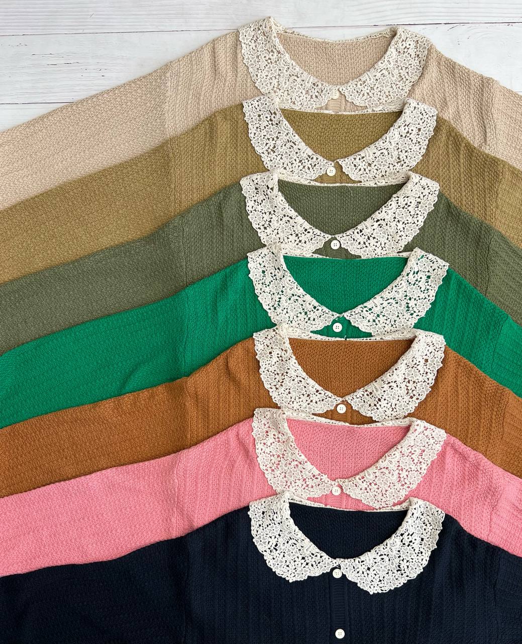 پلیور بافت یقه گیپور نما دکمه کد 3265