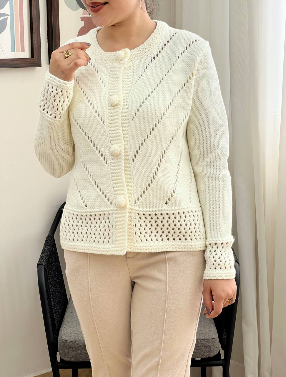 ژاکت بافت تکرنگ کد 3267