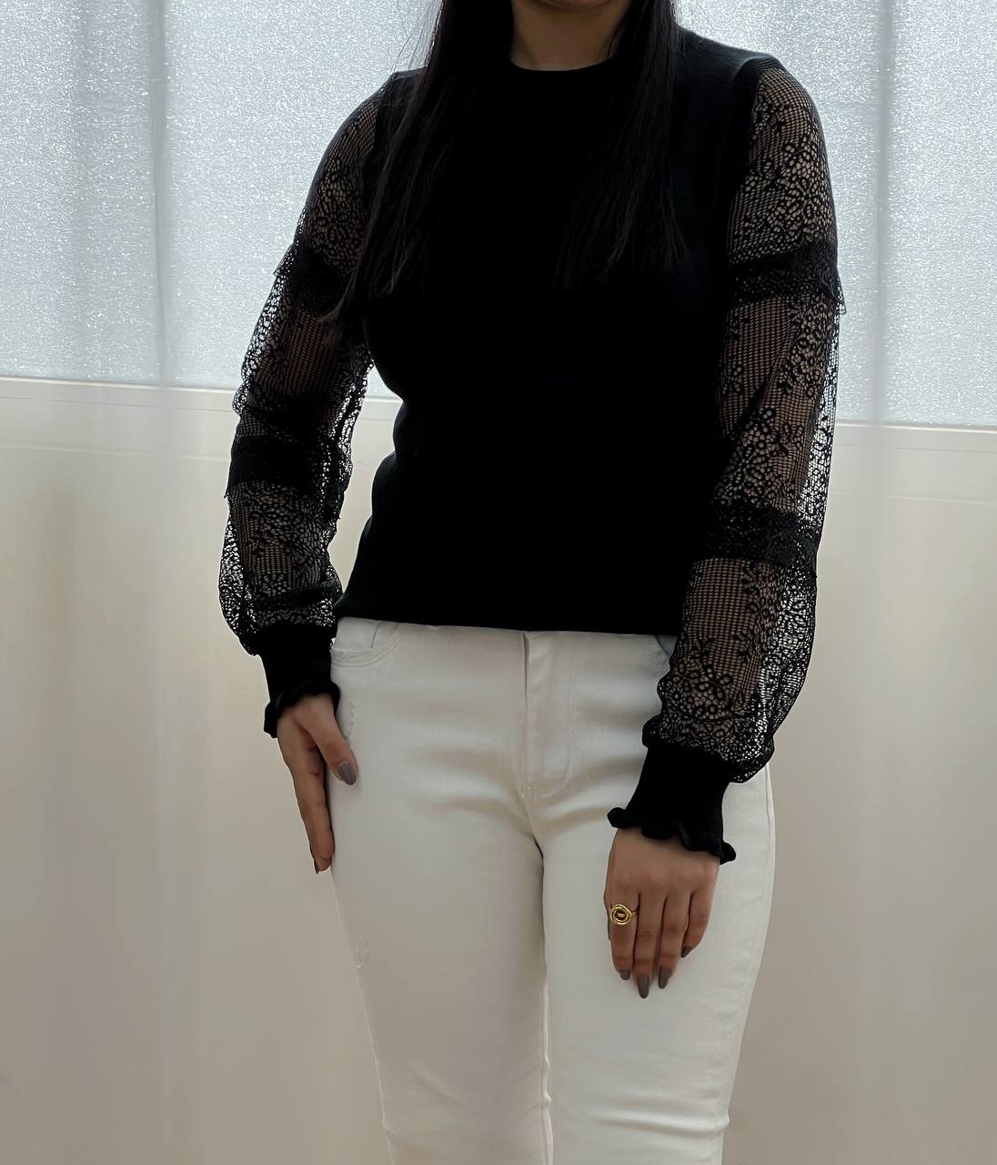 پلیور بافت استین گیپور کد 3268