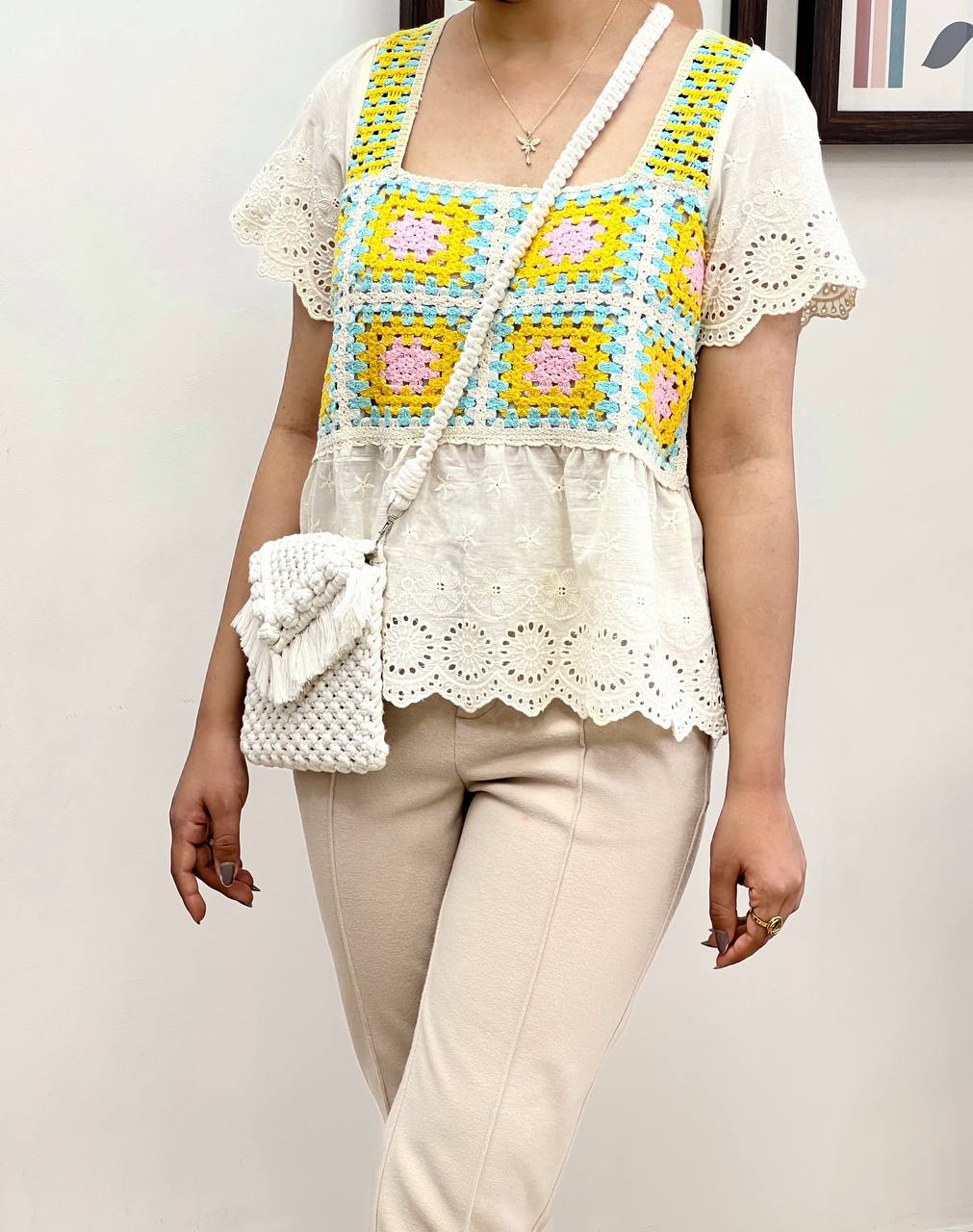 بلوز قلاب بافی خامه دوزی کد 3271