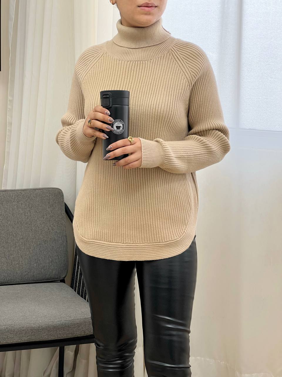 پلیور بافت یقه اسکی بغل هلال کد 3274