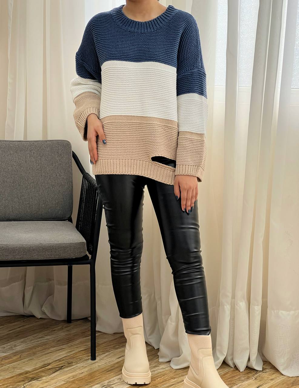 پلیور بافت سه رنگ کد 3275