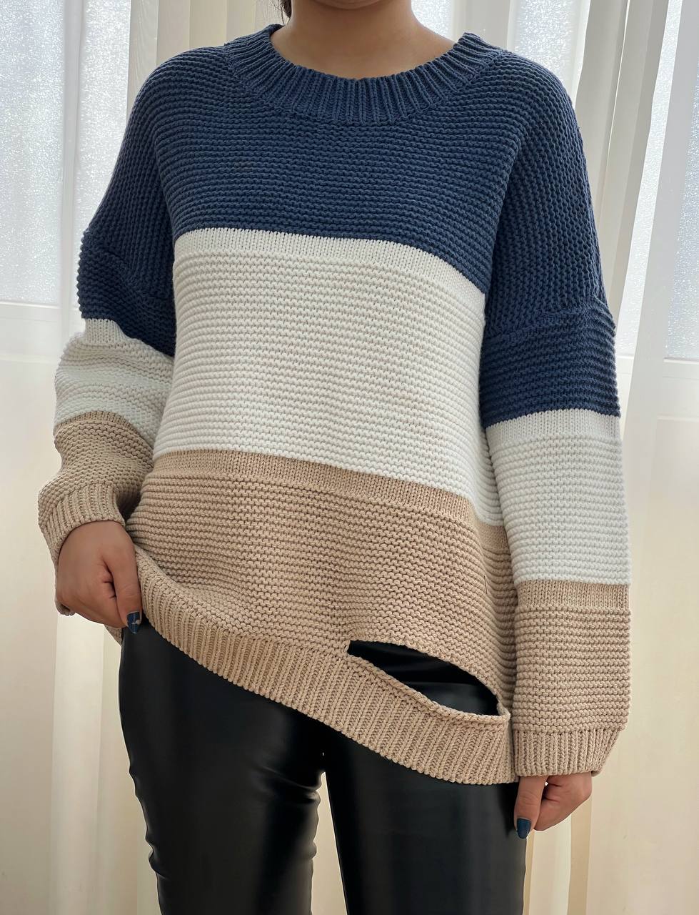 پلیور بافت سه رنگ کد 3275