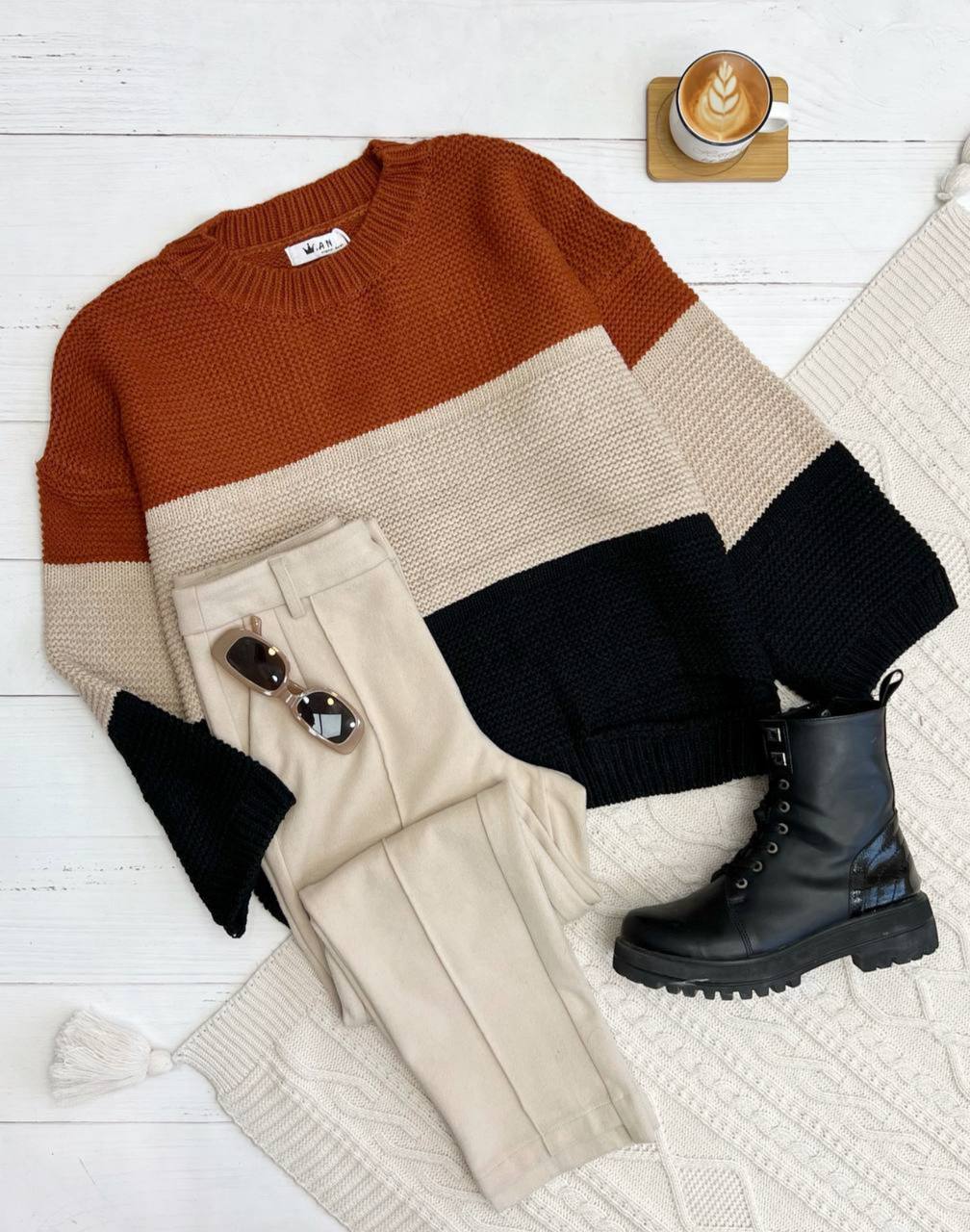 پلیور بافت سه رنگ کد 3275