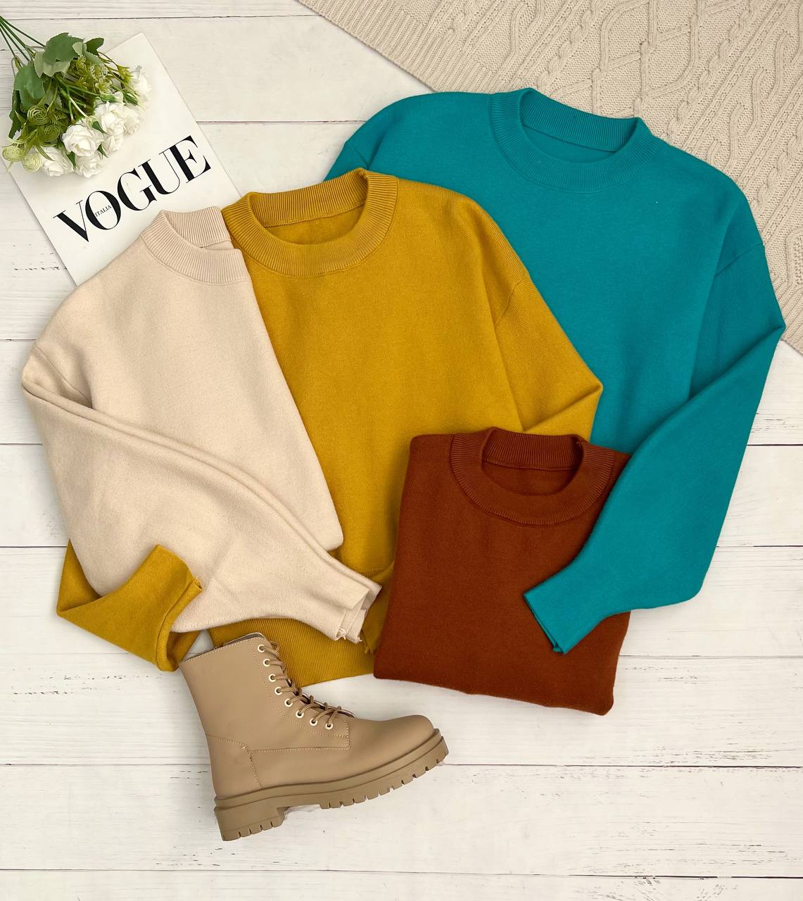 پلیور بافت آستین مچی یقه گرد کد 3277