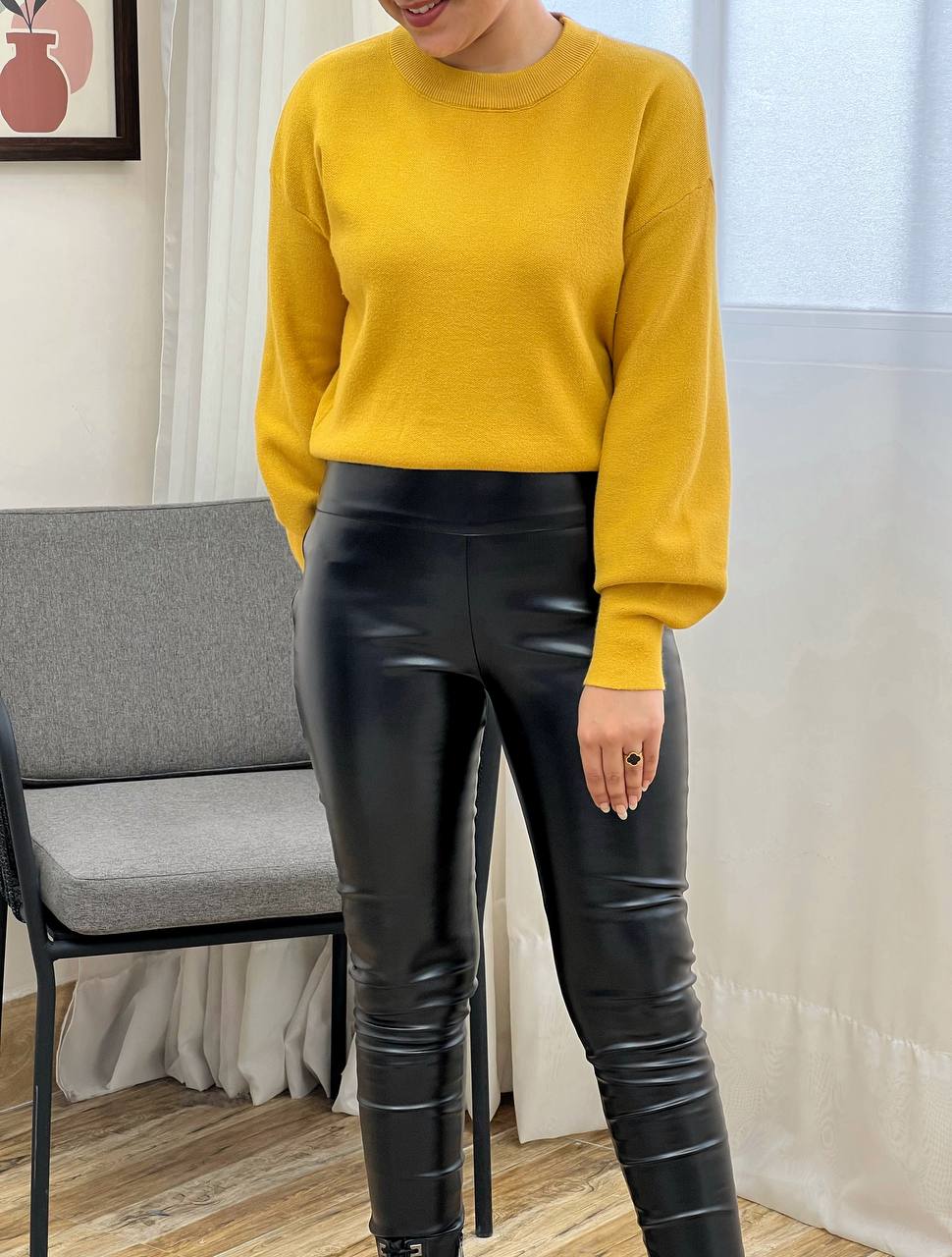 پلیور بافت آستین مچی یقه گرد کد 3277