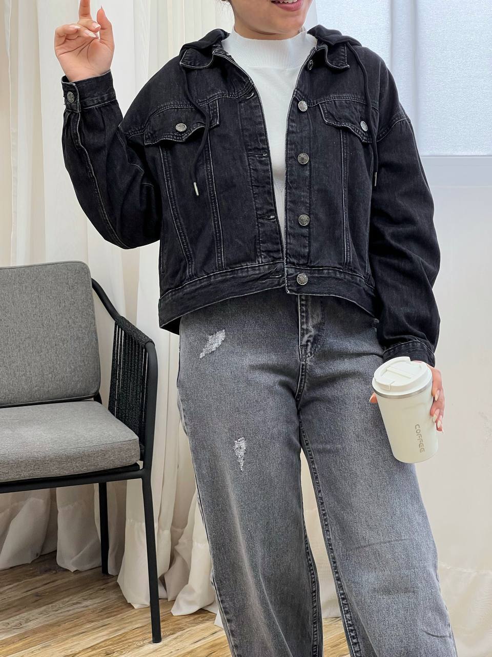 کت جین پشت دکمه کد 3280