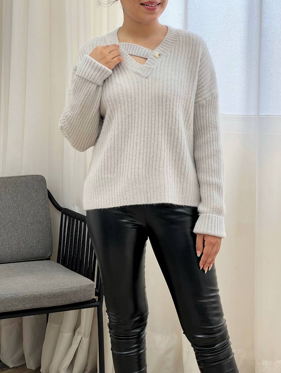 پلیور بافت یقه 7 تک دکمه کد 3282