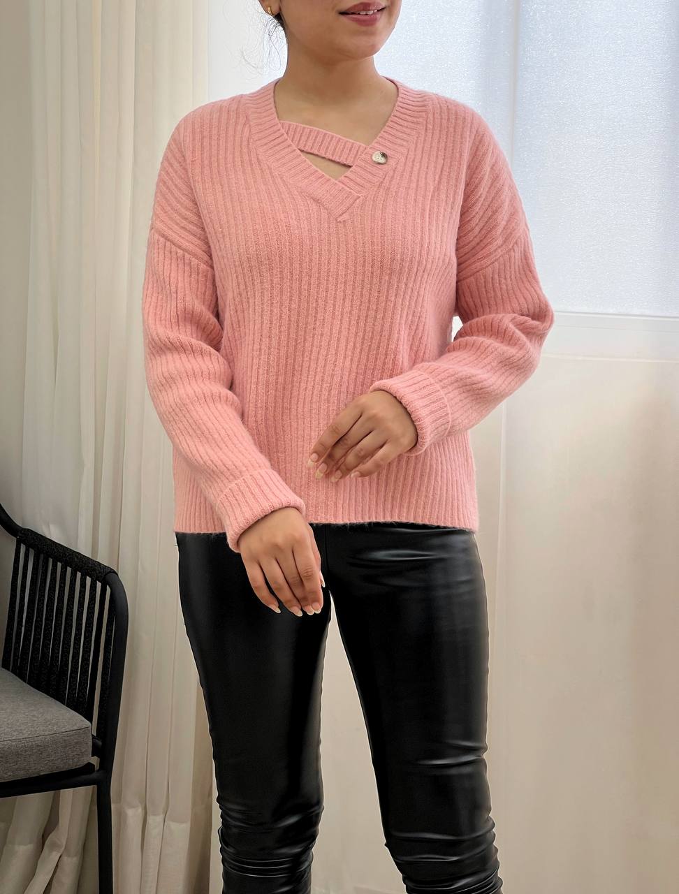 پلیور بافت یقه 7 تک دکمه کد 3282