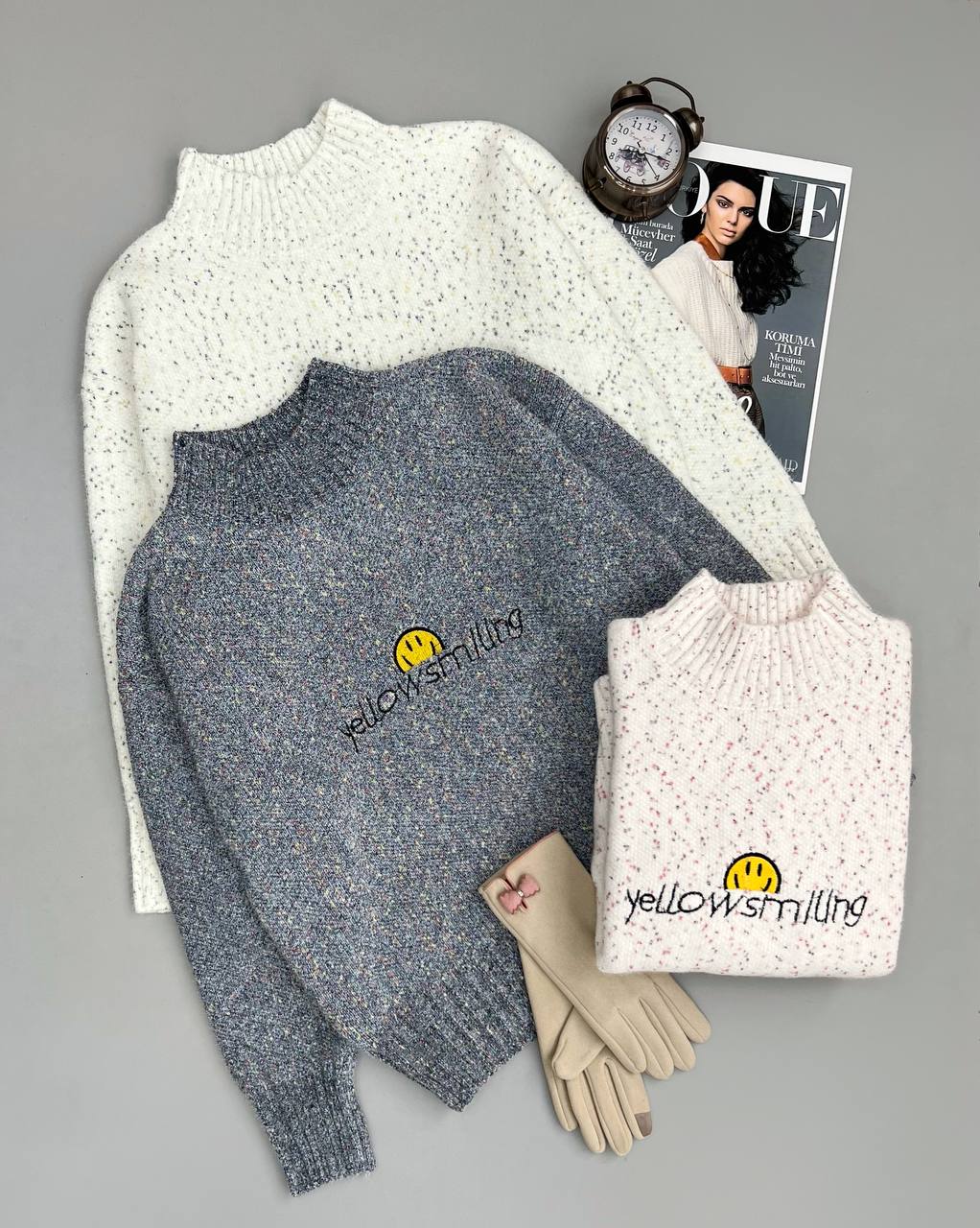 پلیور بافت مخمل اسمایل کد 3291