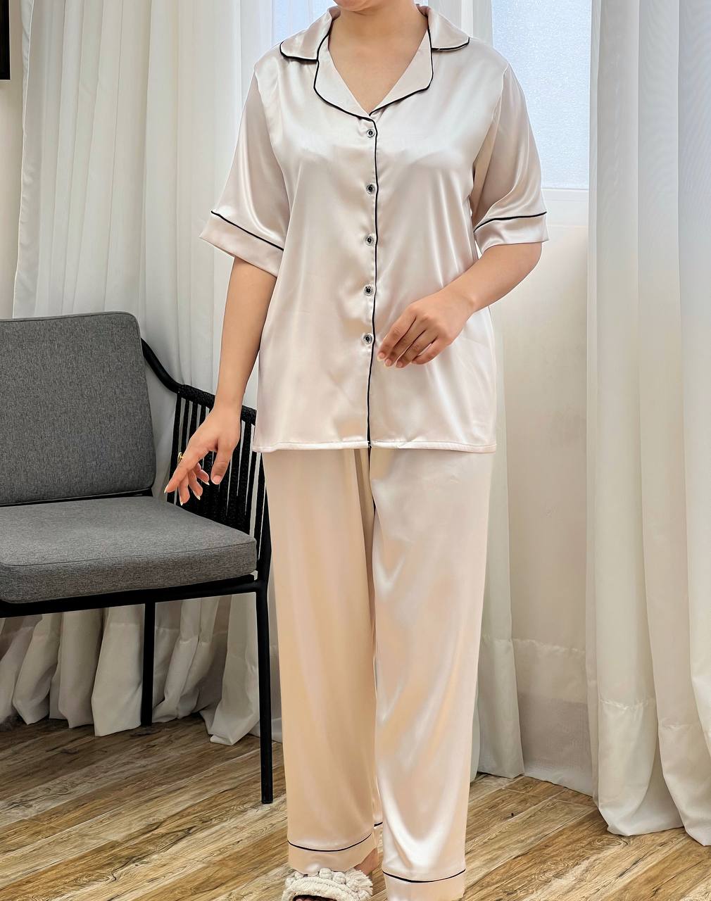 ست پیراهن و شلوار ساتن کد 3296