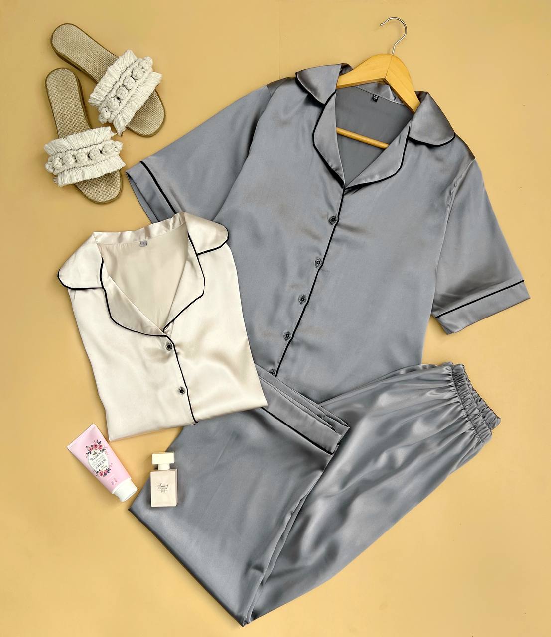 ست پیراهن و شلوار ساتن کد 3296