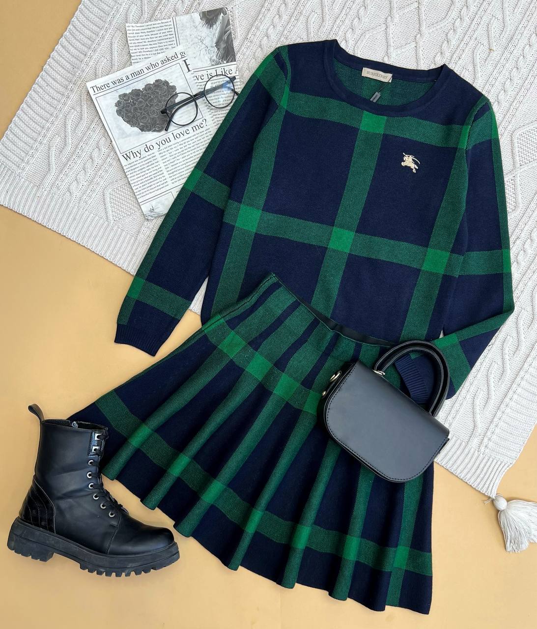 ست پلیور و دامن بافت یلدا کد 3297