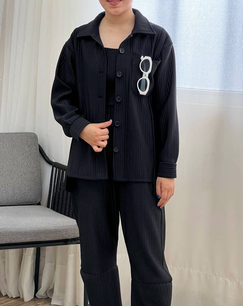 ست شومیز+نیم تنه+شلوارفیتیله کد 3302