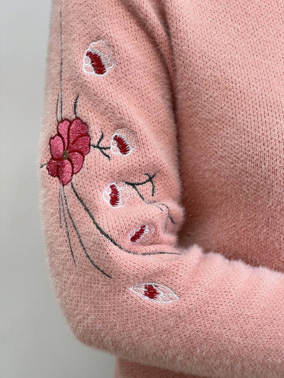 پلیور بافت موهر آستین گلدوزی کد 3303