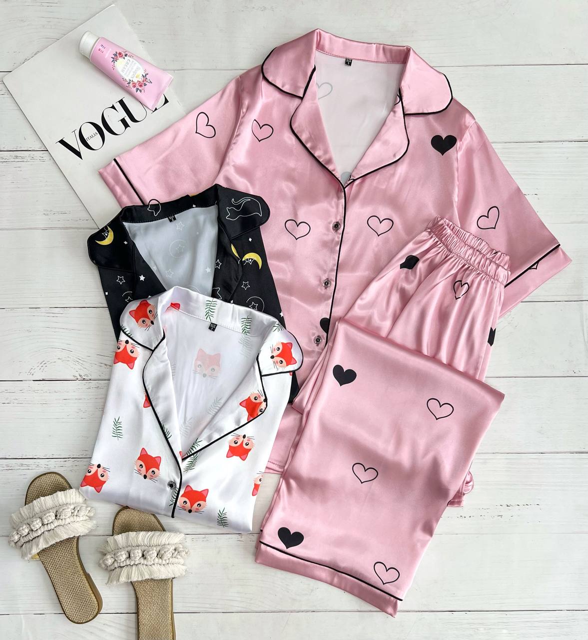 ست پیراهن و شلوار ساتن 7 طرح کد 3305