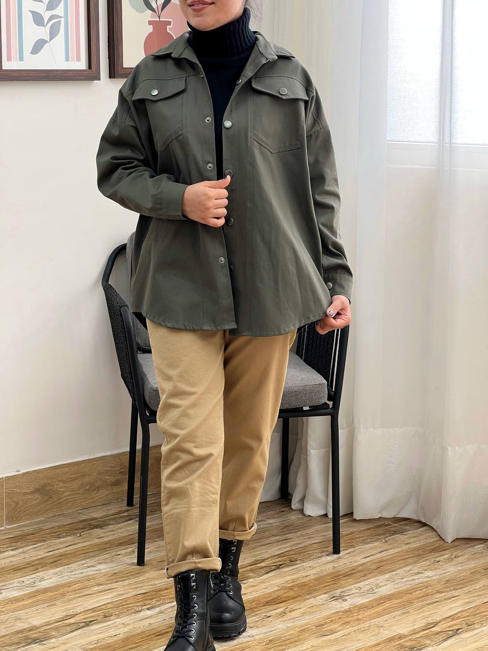 شومیز مانتویی کتان قد 70 کد 3307