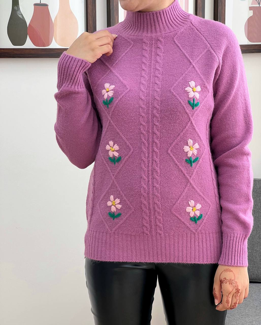 پلیور بافت گل برجسته مدل 2 کد 3310