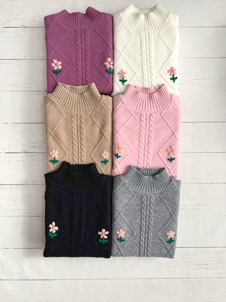 پلیور بافت گل برجسته مدل 2 کد 3310