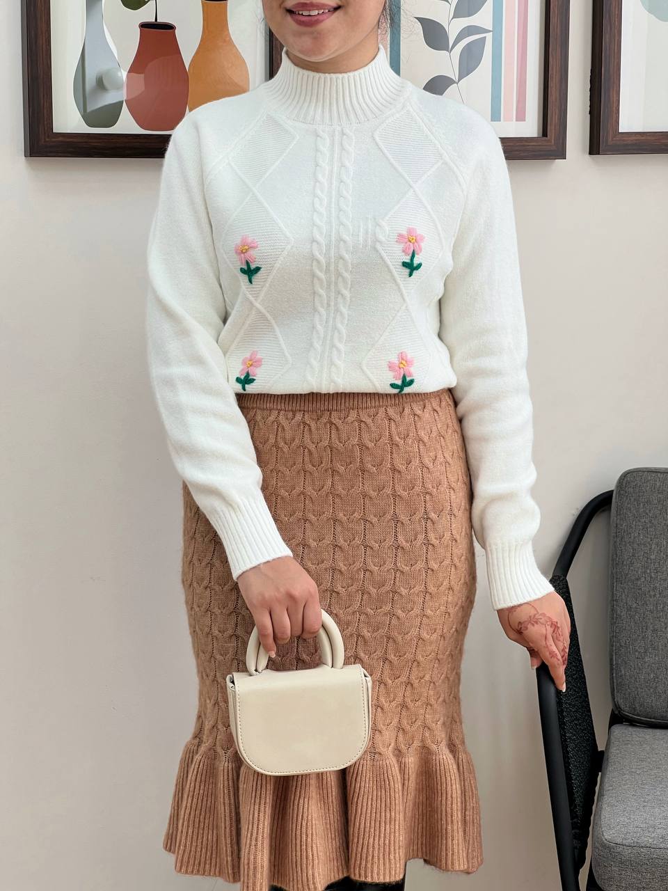 دامن بافت پایین چین کوتاه کد 3311