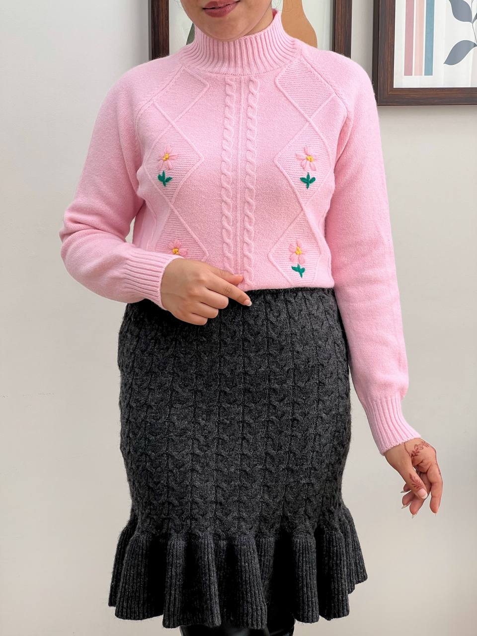 دامن بافت پایین چین کوتاه کد 3311