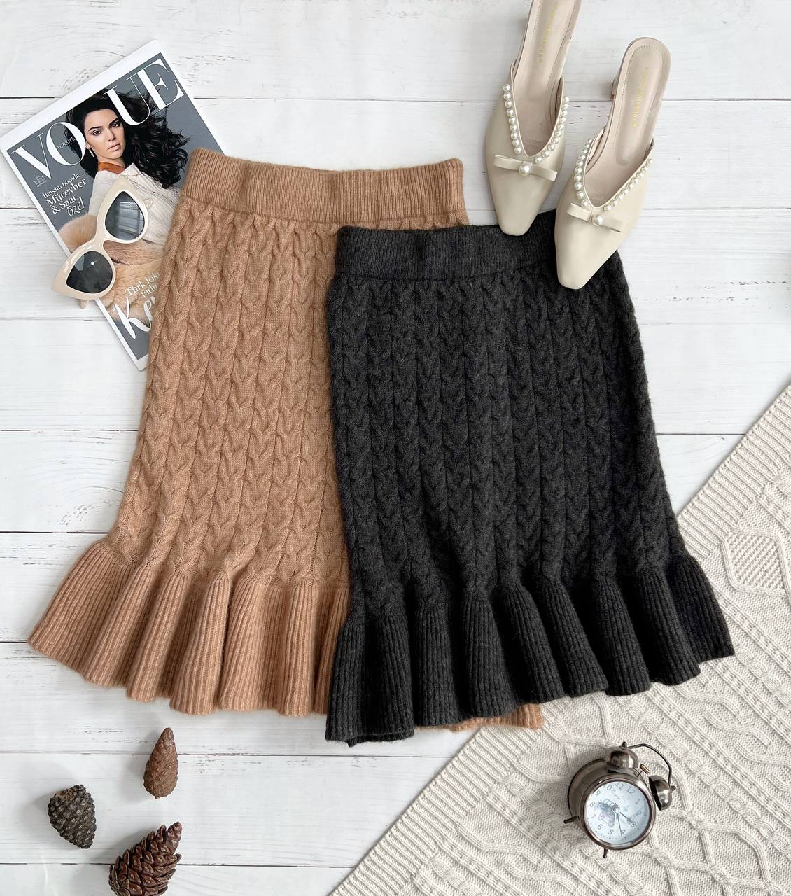 دامن بافت پایین چین کوتاه کد 3311