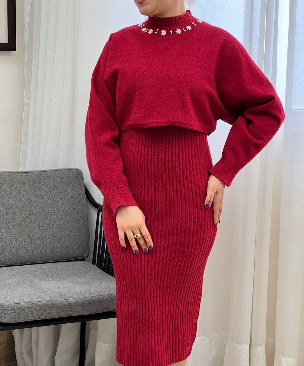 ست دو تیکه سارافن + رویی کد 3312