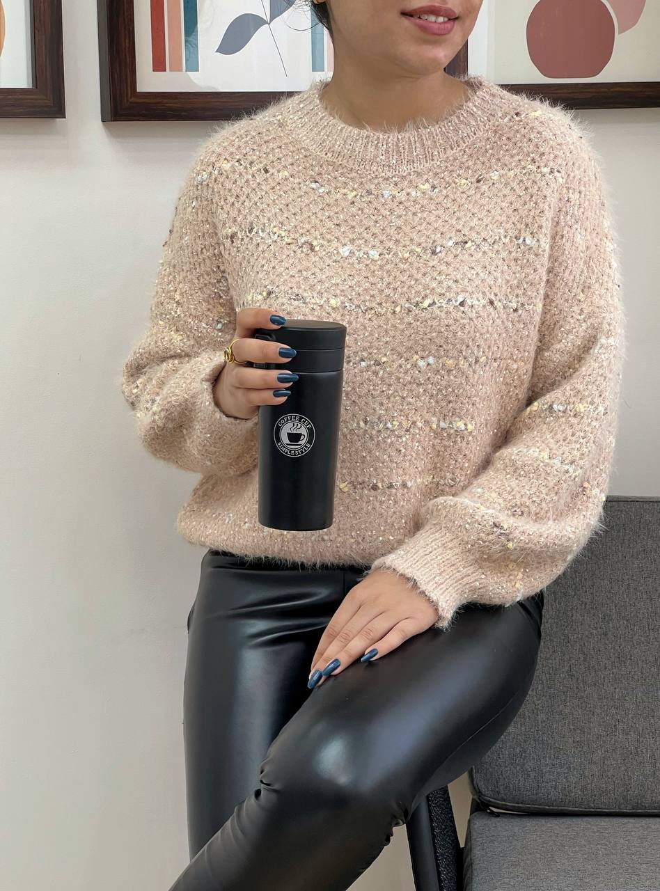 پلیور بافت موهر خطی کد 3314