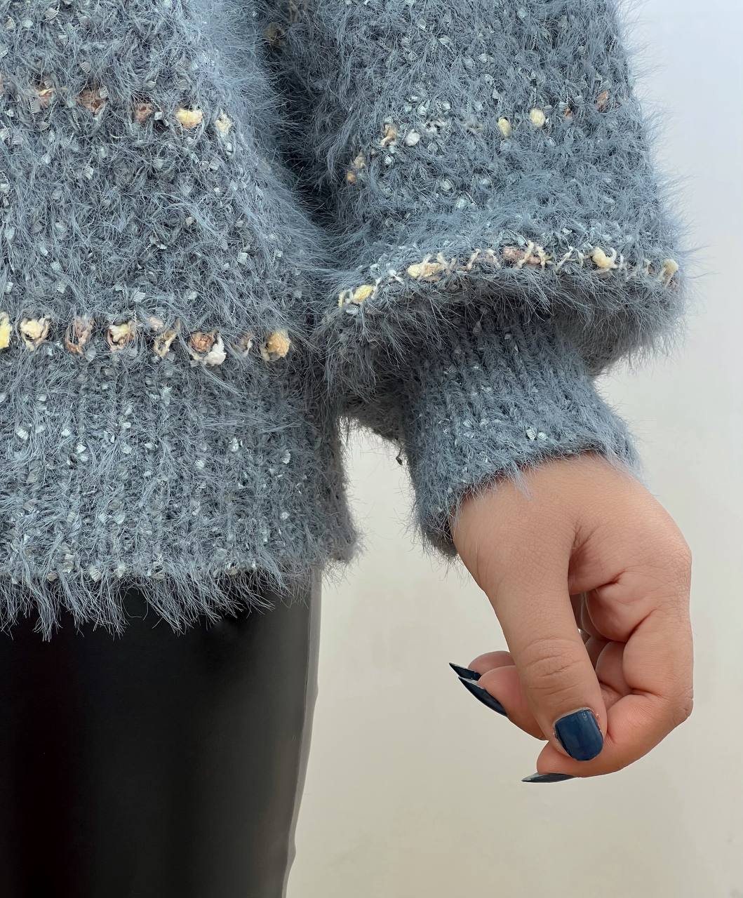 پلیور بافت موهر خطی کد 3314