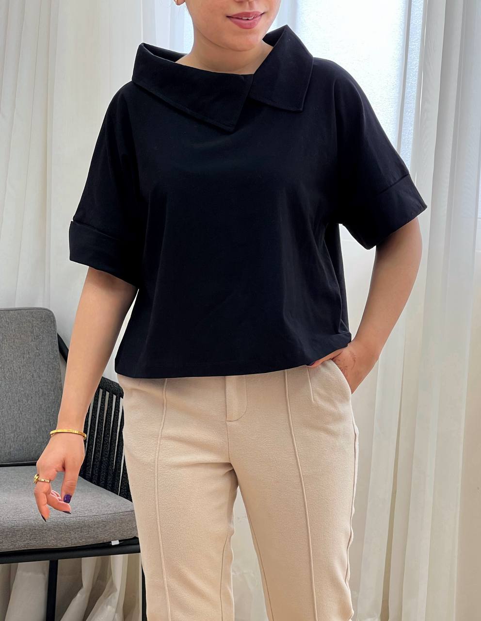 بلوز آستین سه ربع فشن کد 3315