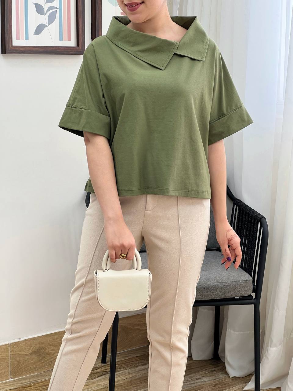 بلوز آستین سه ربع فشن کد 3315