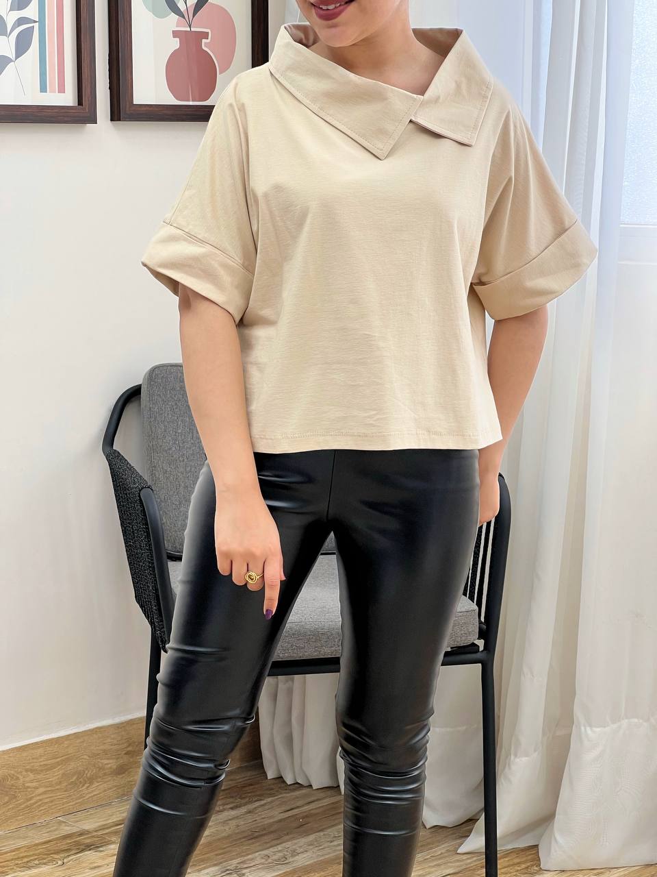 بلوز آستین سه ربع فشن کد 3315