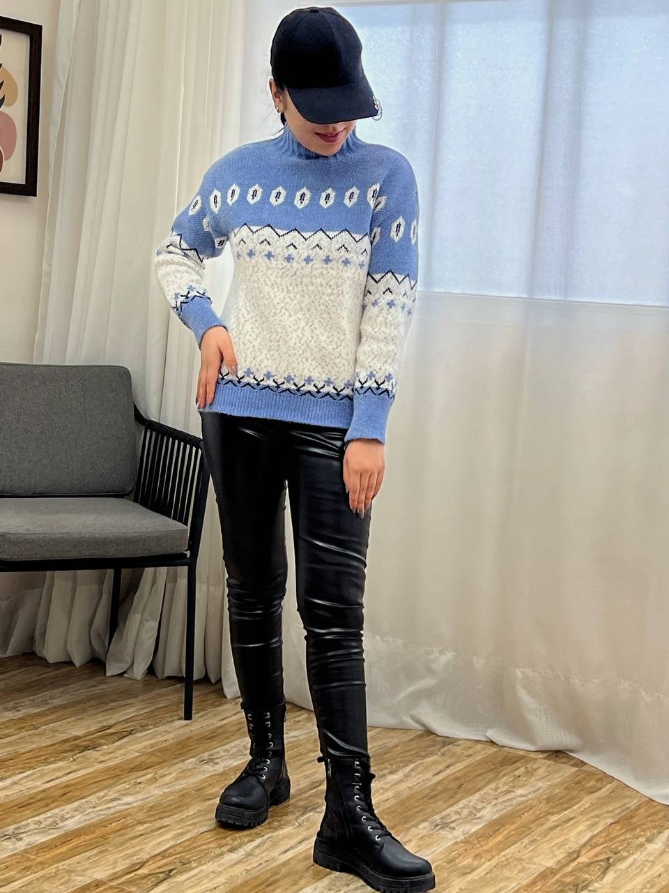 پلیور بافت مخمل گرم بالا کد 3316