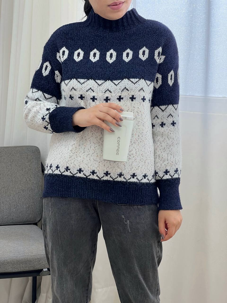 پلیور بافت مخمل گرم بالا کد 3316