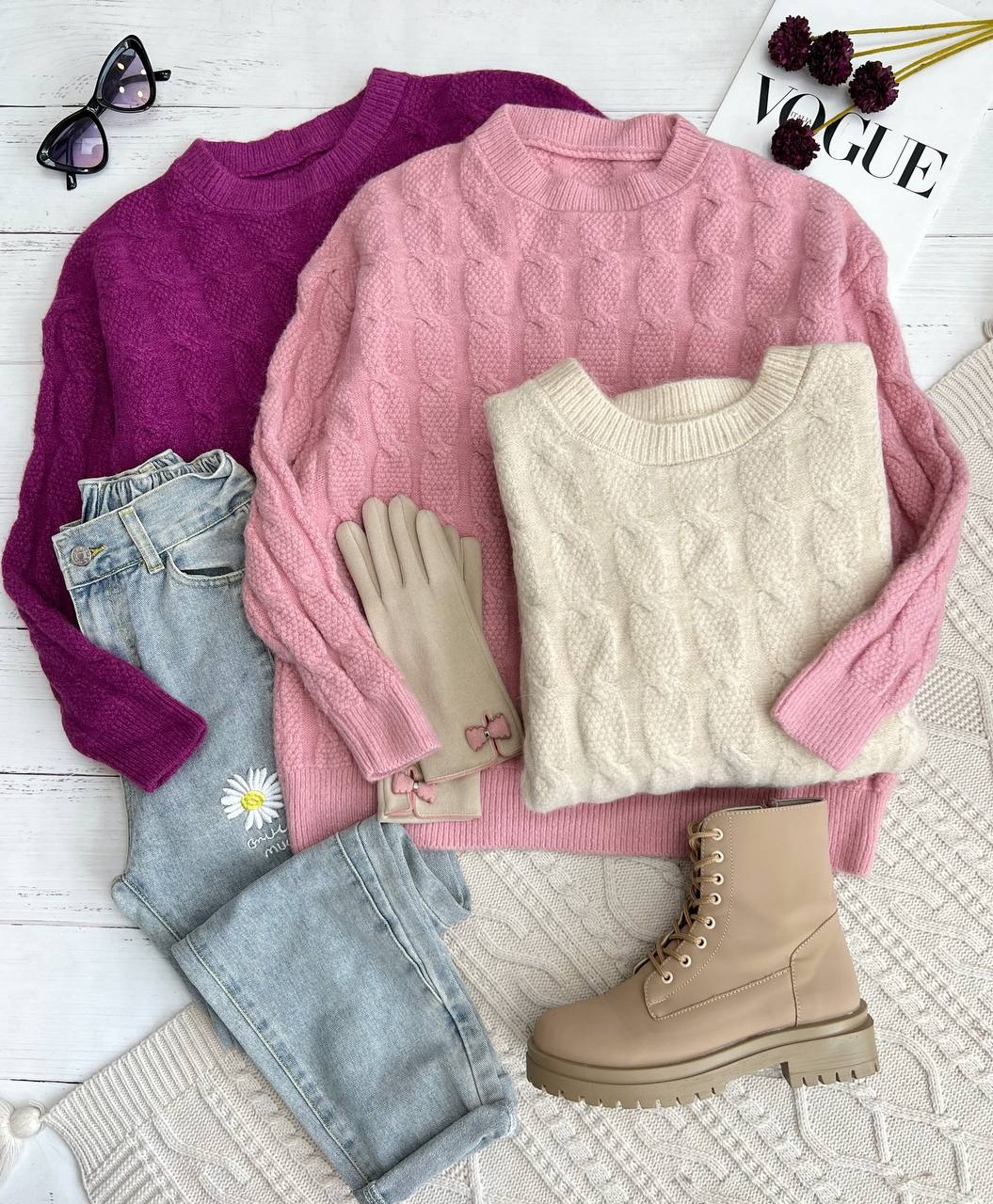 پلیور بافت زنجیری 7 رنگ کد 3317