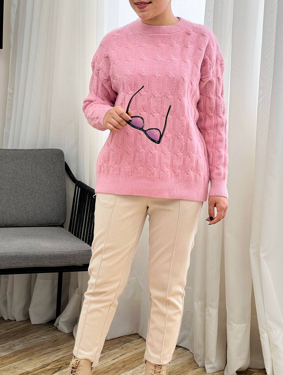 پلیور بافت زنجیری 7 رنگ کد 3317