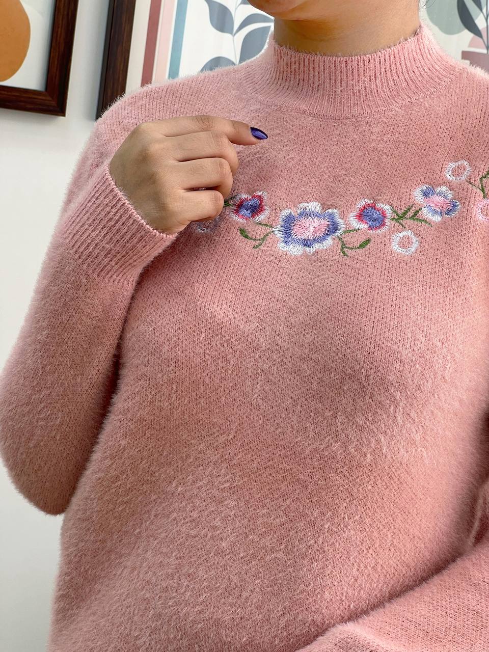 پلیور بافت موهر گلدوزی شده کد 3077