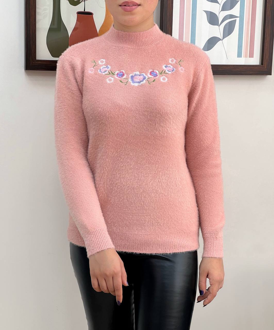 پلیور بافت موهر گلدوزی شده کد 3077