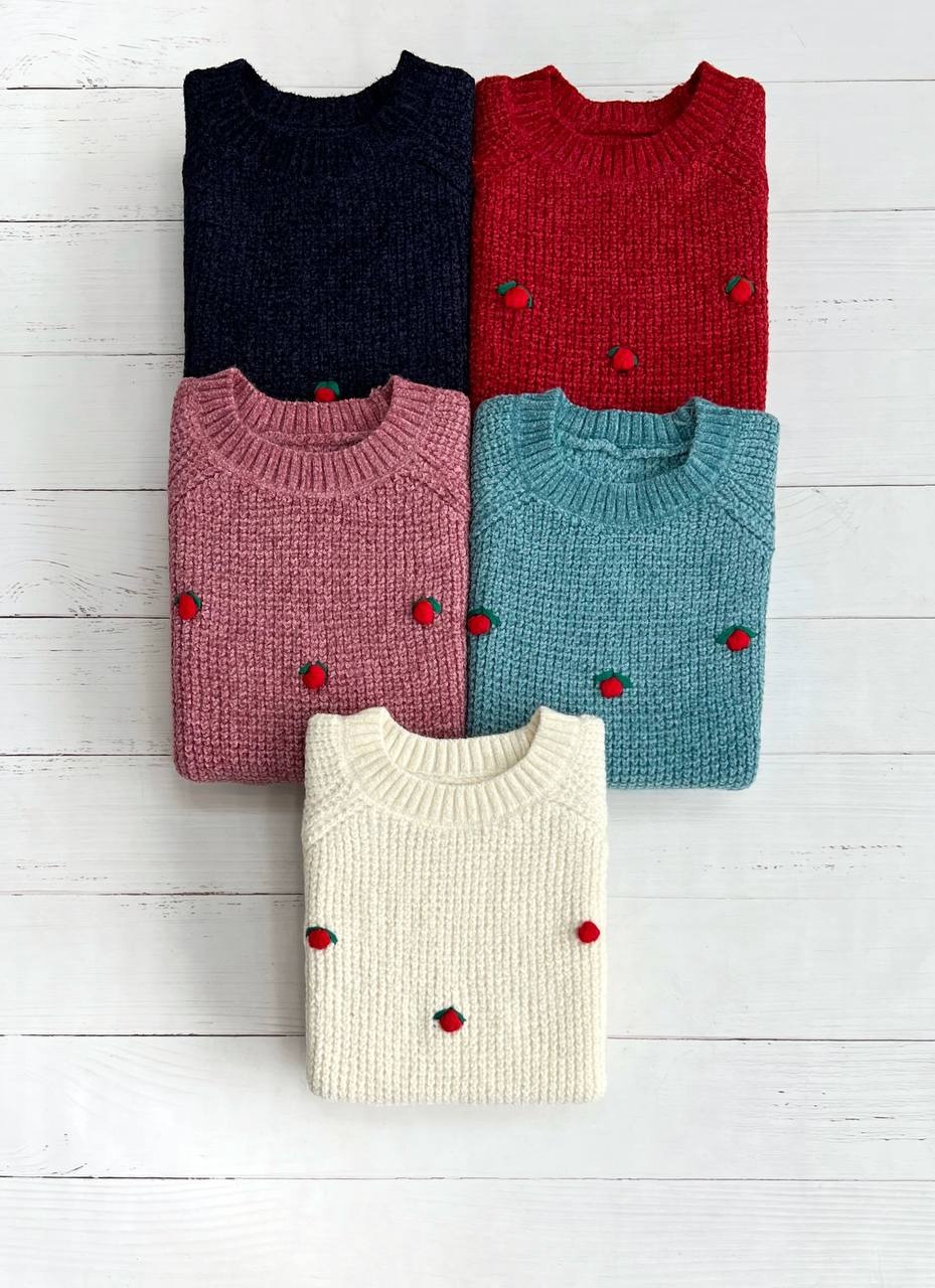 پلیور بافت آلبالو گل برجسته کد 3319