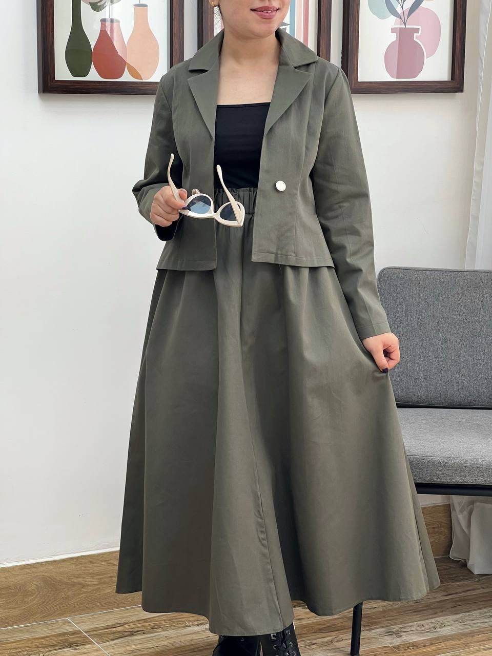 ست کت و دامن کلوش کد 3320