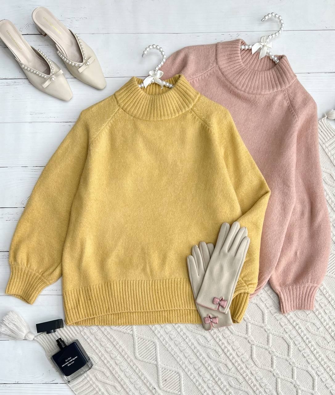 پلیور بافت 5 رنگ آستین پف کد 3323