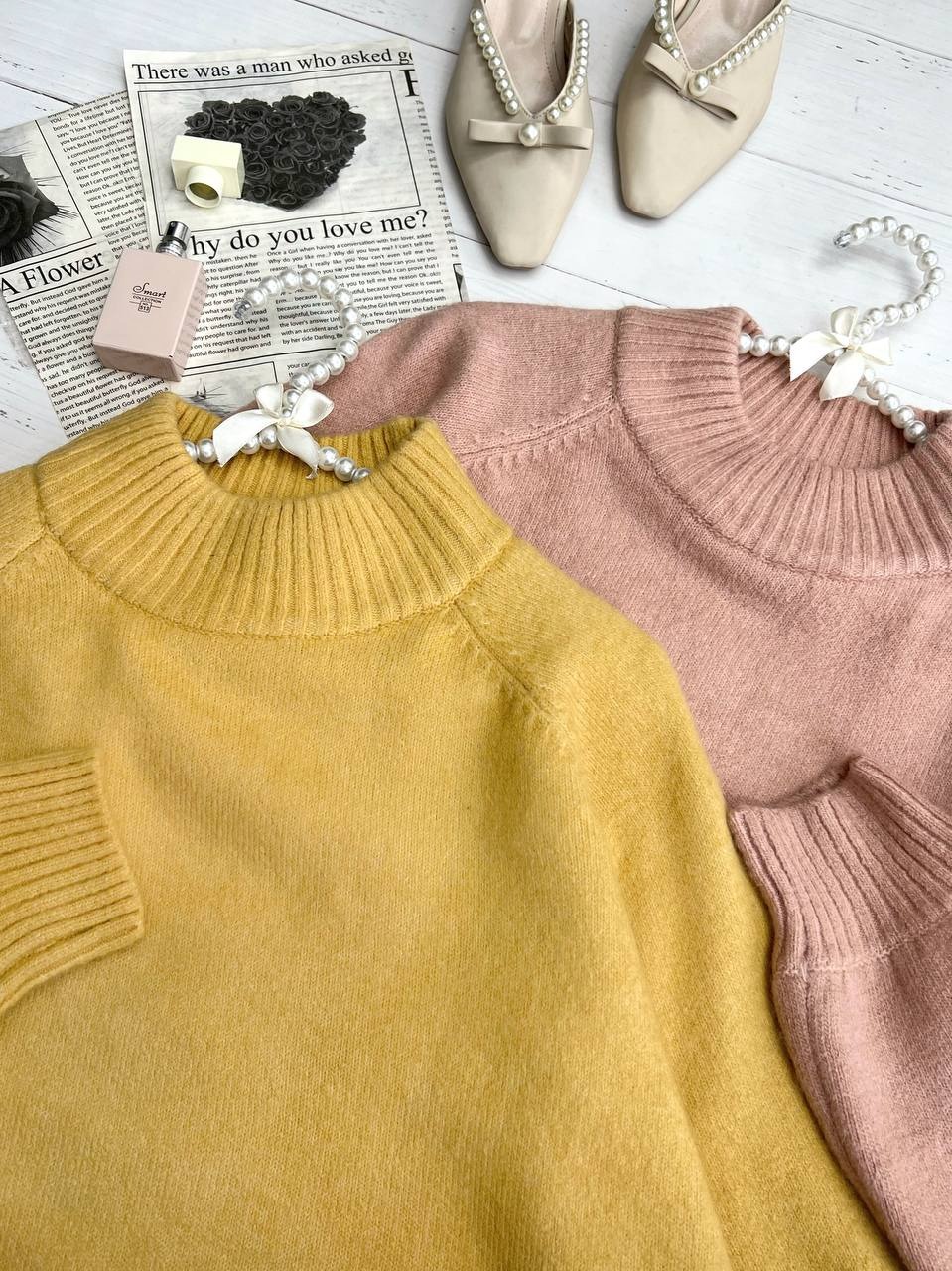 پلیور بافت 5 رنگ آستین پف کد 3323