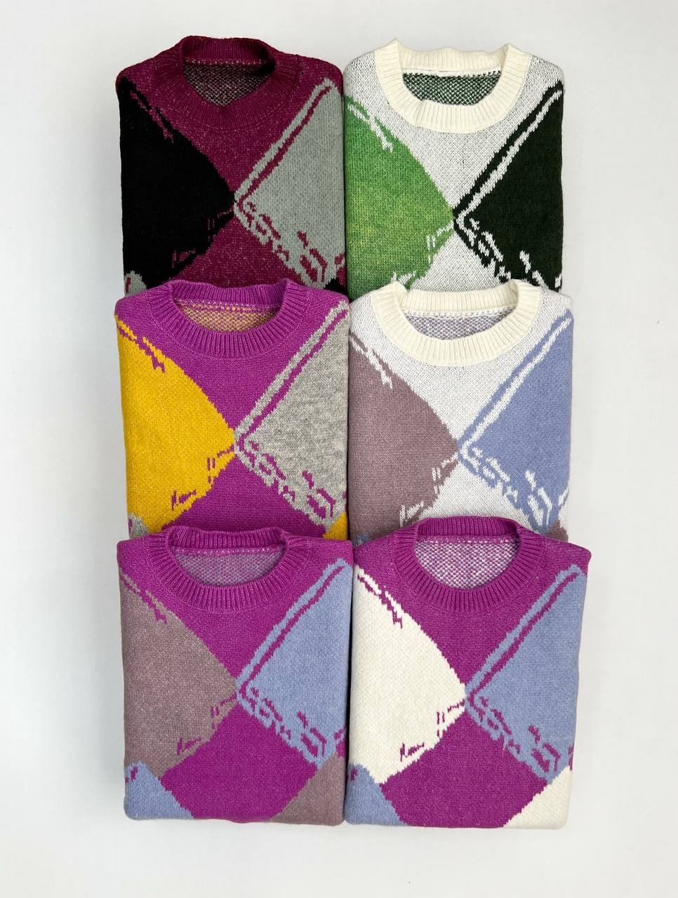 پلیور بافت یقه گرد لوزی کد 3325