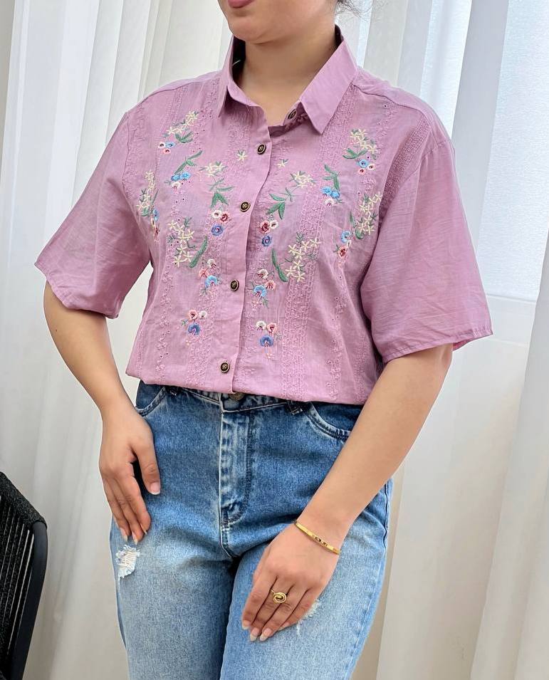 شومیز نخ خامه دوزی وگلدوزی شده کد 3330