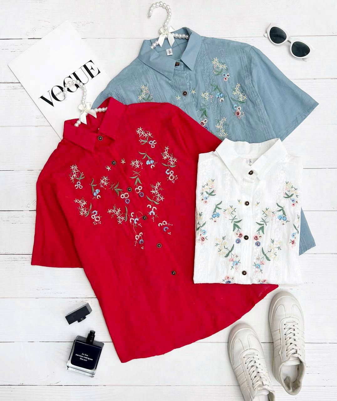 شومیز نخ خامه دوزی وگلدوزی شده کد 3330