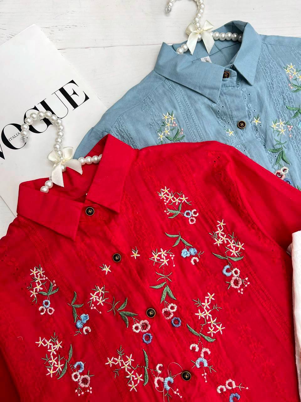 شومیز نخ خامه دوزی وگلدوزی شده کد 3330