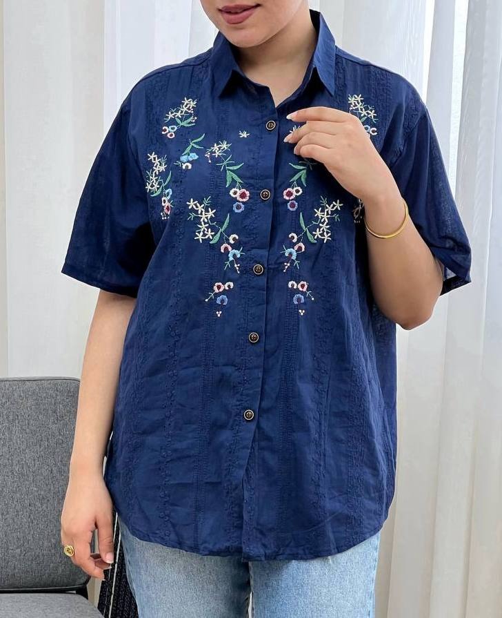 شومیز نخ خامه دوزی وگلدوزی شده کد 3330