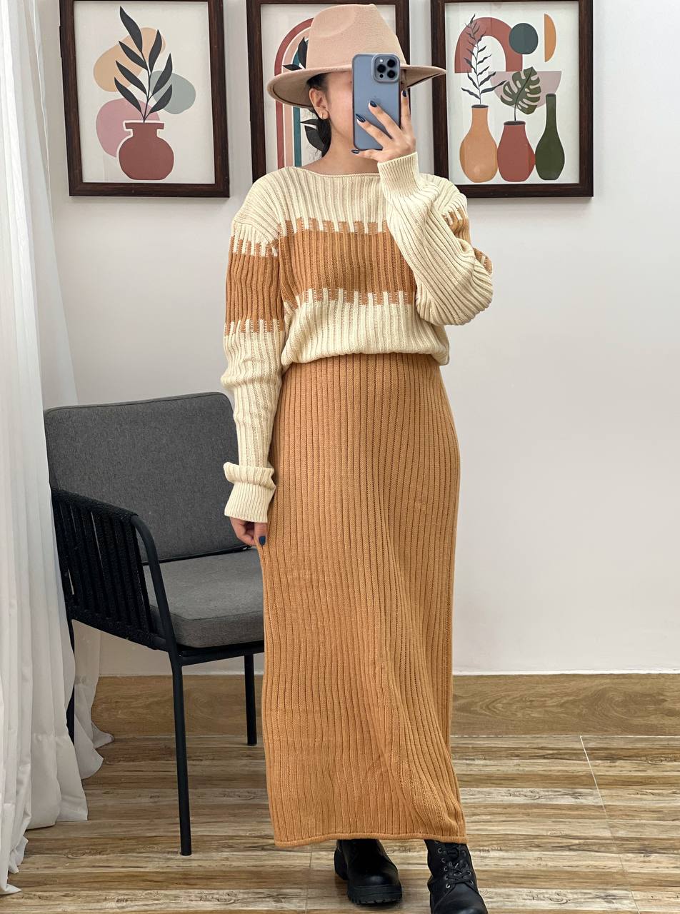 ست پلیور و دامن برند shein کد 3334