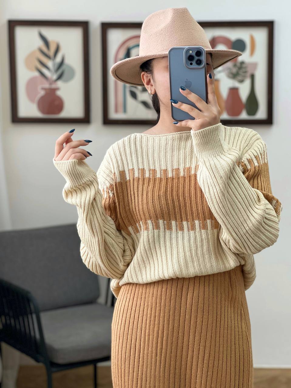 ست پلیور و دامن برند shein کد 3334